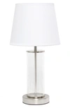 Lalia Home Laila Home Encased Metal And Clear Glass Table Lamp In Brushed Nickel/ White Shade