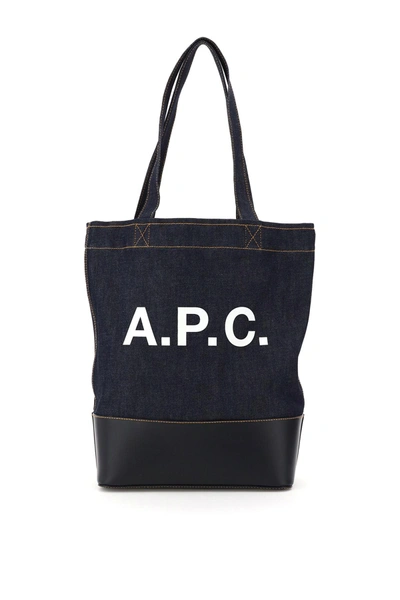 Apc A.p.c. Axel Denim Tote Bag In Blu
