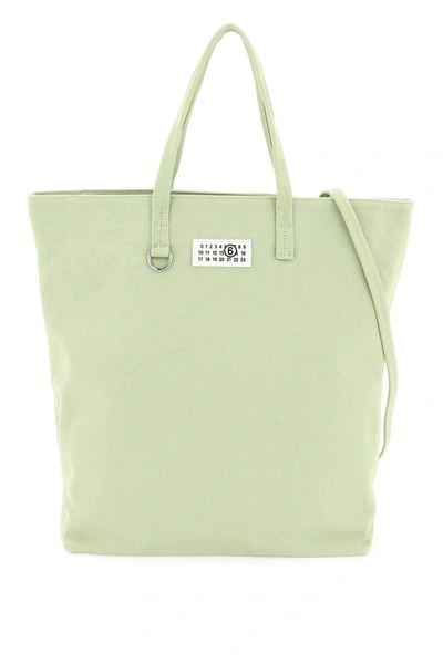 Mm6 Maison Margiela Numeric Patch Large Shopping Bag In Verde