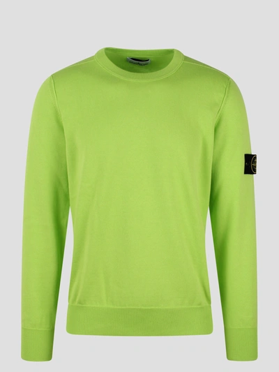 Stone Island Green Patch Sweater In Yellow