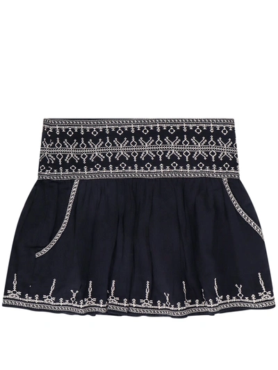 Isabel Marant Étoile Biologic Cotton Skirt With Contrasting Embroideries In Black