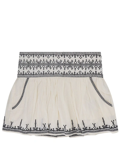 Isabel Marant Étoile Biologic Cotton Skirt With Contrasting Embroideries In Neutral