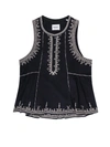 ISABEL MARANT ÉTOILE BIOLOGIC COTTON TOP WITH CONTRASTING EMBROIDERIES