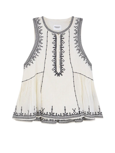 Isabel Marant Étoile Biologic Cotton Top With Contrasting Embroideries