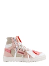 OFF-WHITE CANVAS AND LEATHER SNEAKERS WITH ICONIC ZIP TIE