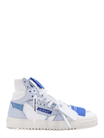 Off-white Canvas And Leather Sneakers With Iconic Zip Tie In Blue