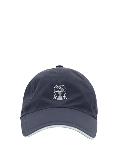 Brunello Cucinelli Baseball Hat In Blu+panama