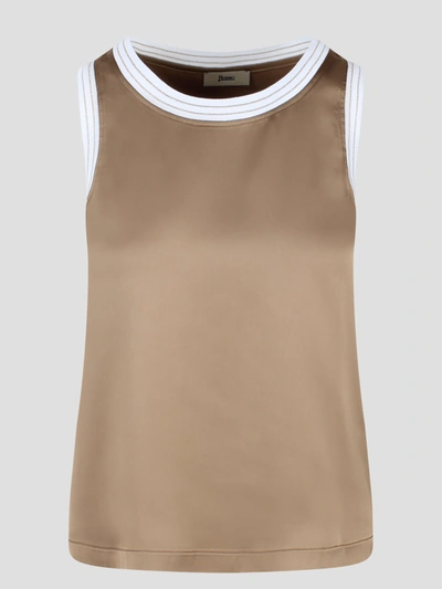 Herno Casual Satin Top In Brown