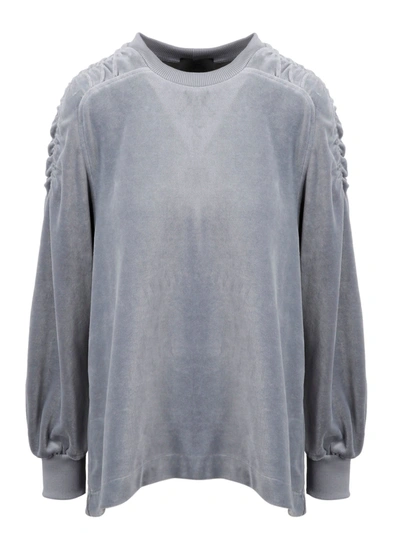 Alberta Ferretti Ruched Shoulder Crewneck Sweatshirt In Grey