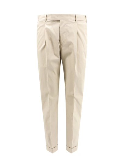 Pt Torino Cotton And Linen Trouser With Feather Detail