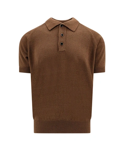 Lardini Cotton And Viscose Polo Shirt In Brown