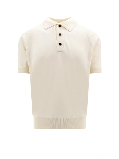 Lardini Cotton-blend Knit Polo Shirt In White