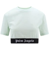 PALM ANGELS COTTON CROP TOP WITH CLASSIC LOGO ELASTIC BAND