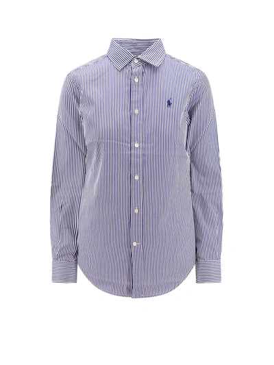 Polo Ralph Lauren Cotton Shirt With Striped Pattern In Light Blue