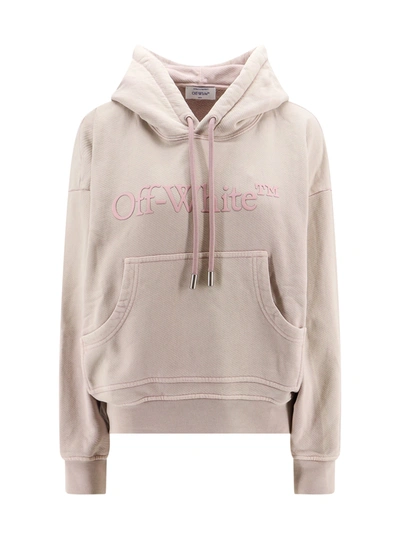 Off-white Cotton Sweatshirt With Frontal Logo In Neutral