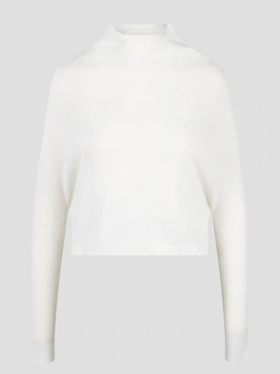 Rick Owens Cropped Crater Knit Top In White