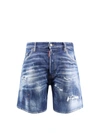 DSQUARED2 DENIM BERMUDA SHORTS WITH RIPPED EFFECT
