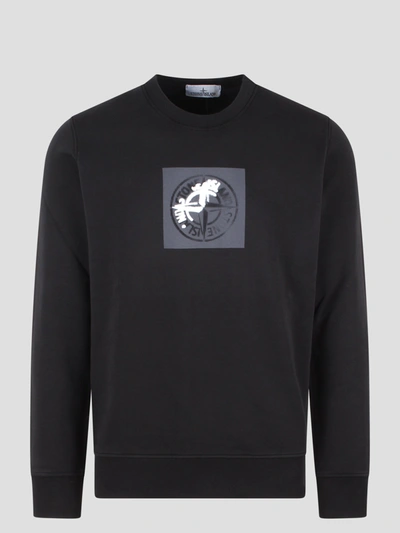 Stone Island Logo-print Cotton Sweatshirt In Black