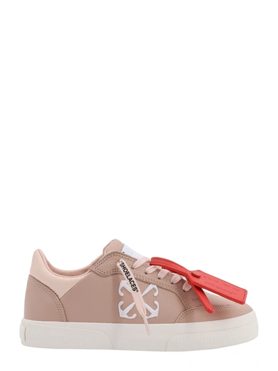 Off-white Leather Sneakers With Iconic Zip-tie In Pink