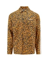 Palm Angels Webbing-trimmed Leopard-print Linen And Cotton-blend Shirt