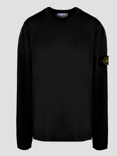 Stone Island Logo Sweater In Black  