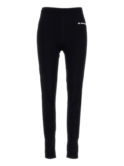 JIL SANDER LOGO PRINT LEGGINGS BLACK