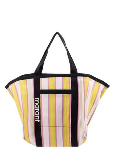 Isabel Marant Nylon Shoulder Bag With Striped Motif In Yellow