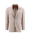 LARDINI ONE-BREASTED LINEN AND WOOL BLAZER