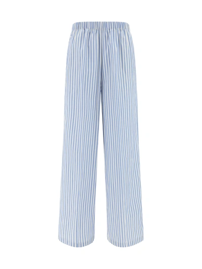 Forte Forte Chic Striped Taffeta Palazzo Pants In Blue