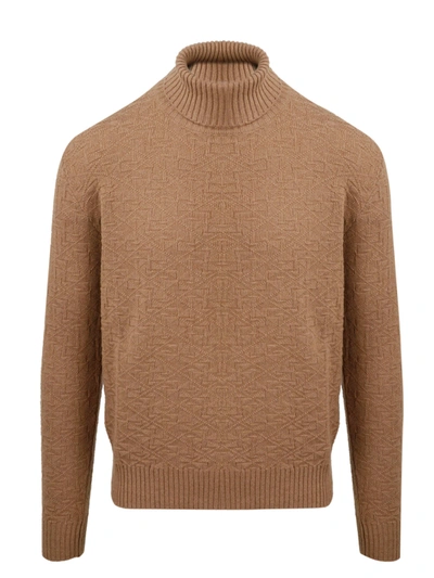 Moreno Martinelli Rhombus Work Sweater In Brown