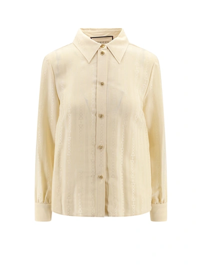 GUCCI SILK SHIRT WITH ICONIC MOTIF