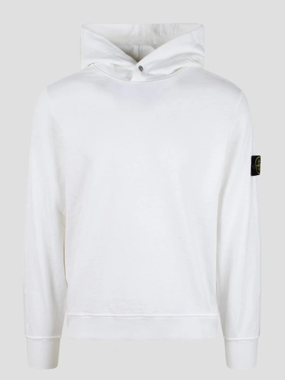 Stone Island Snap Collar Hoodie In White