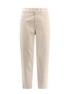BRUNELLO CUCINELLI STRETCH COTTON TROUSER WITH BACK LOGO PATCH