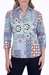 Foxcroft Mary Intertwine Button-up Shirt In White Multi