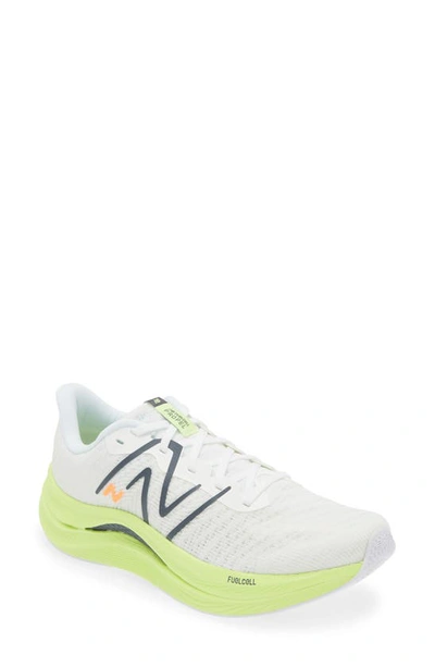 New Balance Fuelcell Propel V4 Running Shoe In White/bleached Lime Glow