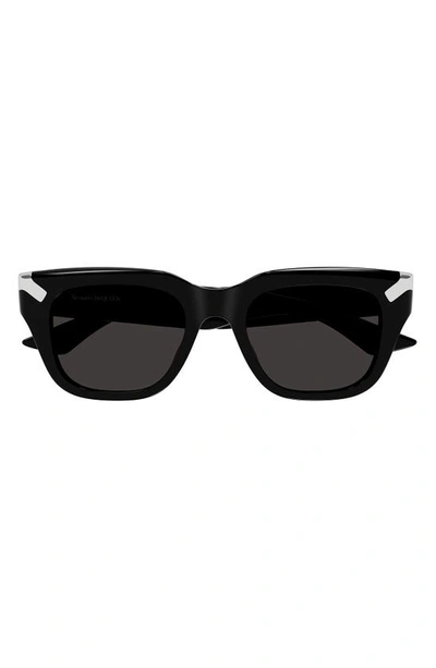 Alexander Mcqueen Men's Punk Rivet Am0439s 51mm Square Sunglasses In Black Dark Grey