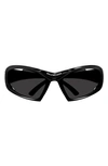 Balenciaga Eyewear Geometric Frame Sunglasses In Black Dark Grey