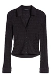 Allsaints Connie Textured Weave Button-up Shirt In Black