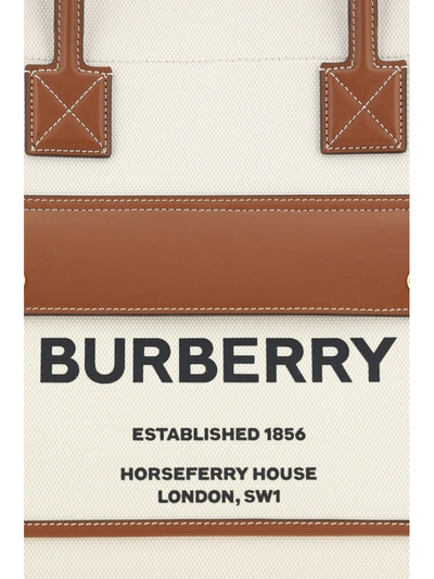 Burberry Medium Freya Leather & Canvas Tote Bag In Natural,tan