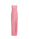Rotate Birger Christensen Sequin-embellished Side-slit Maxi Dress In Pink Polyester