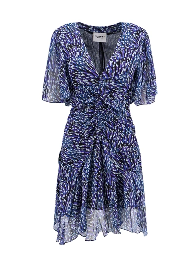 Isabel Marant Étoile Viscose Dress With All-over Print In Blue