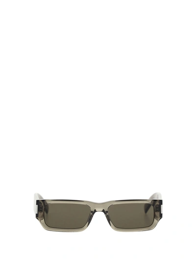 Saint Laurent Men's Naked Wirecore 54mm Rectangular Sunglasses In Brown Brown Grey