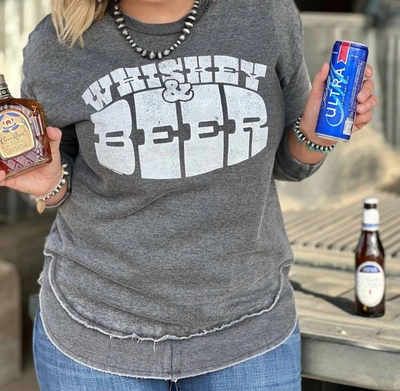 Texas True Threads Beer & Whiskey Sweatshirt In Grey