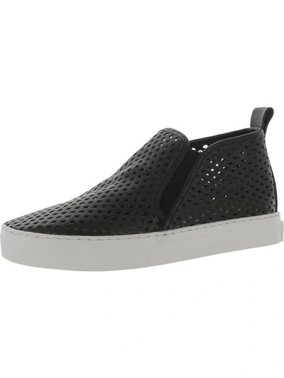 Jibs Mid Rise Womens Leather Perforated Slip-on Sneakers In Black
