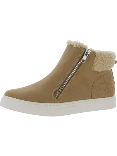 Dolce Vita Adelyne Womens Faux Leather Flat Ankle Boots In Brown