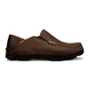 OLUKAI MEN'S MOLOA LEATHER SHOES IN DARK WOOD/DARK JAVA