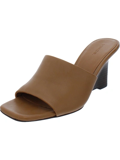 Vince Pia Womens Leather Slide Wedge Sandals In Brown