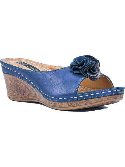 Good Choice Sydney Womens Slip On Floral Slide Sandals In Blue