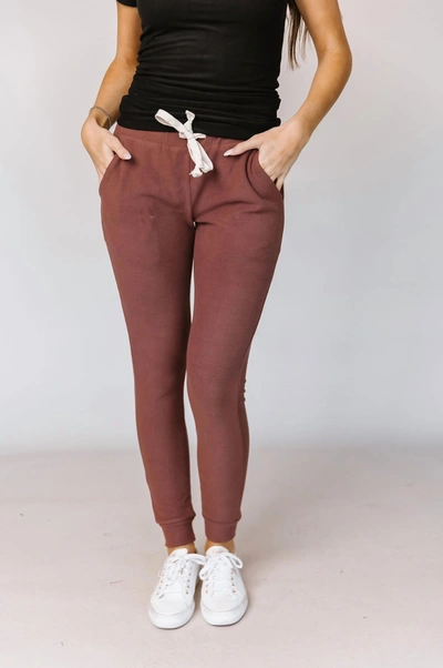 Ampersand Ave Performance Fleece Jogger In Mahogany In Multi