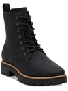 TOMS ALAYA WOMENS FAUX NUBUCK LUGGED SOLE COMBAT & LACE-UP BOOTS